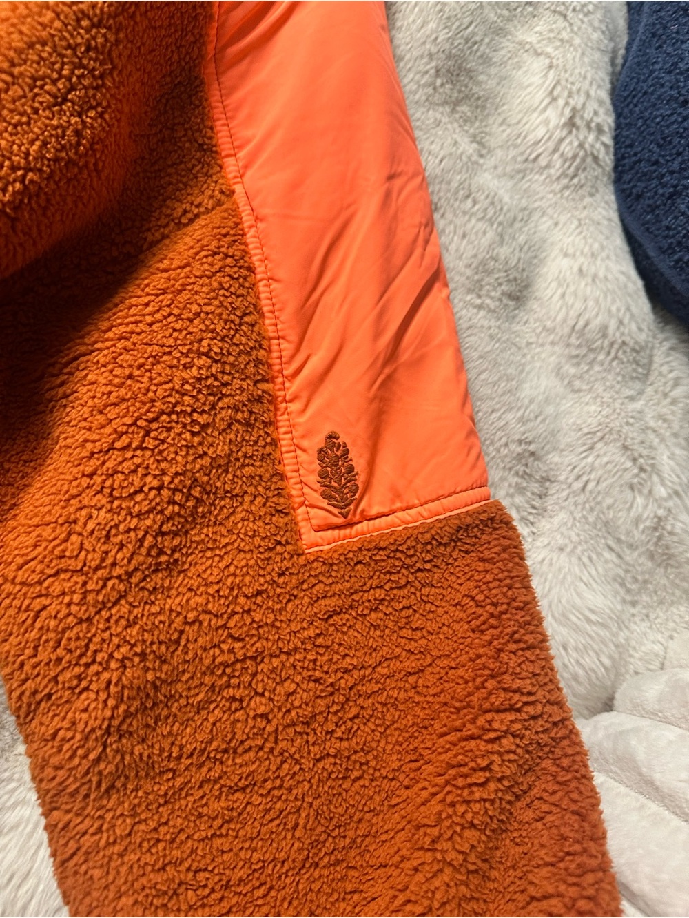 FP MOVEMENT Lead The Pack Teddy Pullover Neon Coral Toasted Coconut - Picture 8 of 9